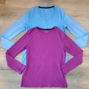 The Talbots Tee Lot of 2 Mulberry and Blue